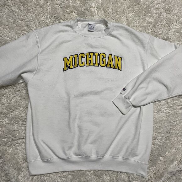 Michigan University Crewneck Sweatshirt White Size XL Champion - Picture 1 of 3